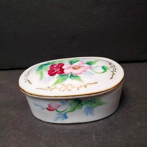 Vintage Hand Painted Japanese Floral Trinket Box, Made in Japan Noritake Rose